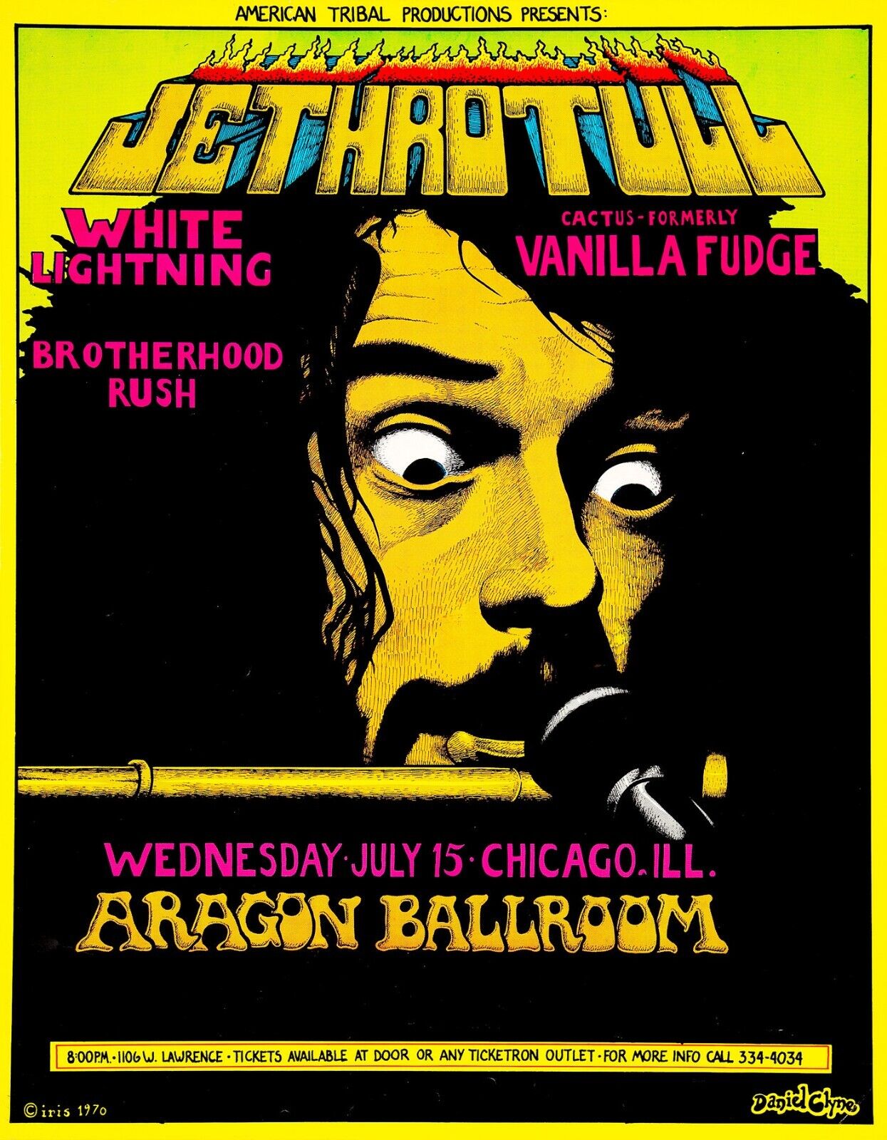 1970 Jehro Tull Aragon Ballroom Chicago Il 13 X 19 Reproduction Concert Poster