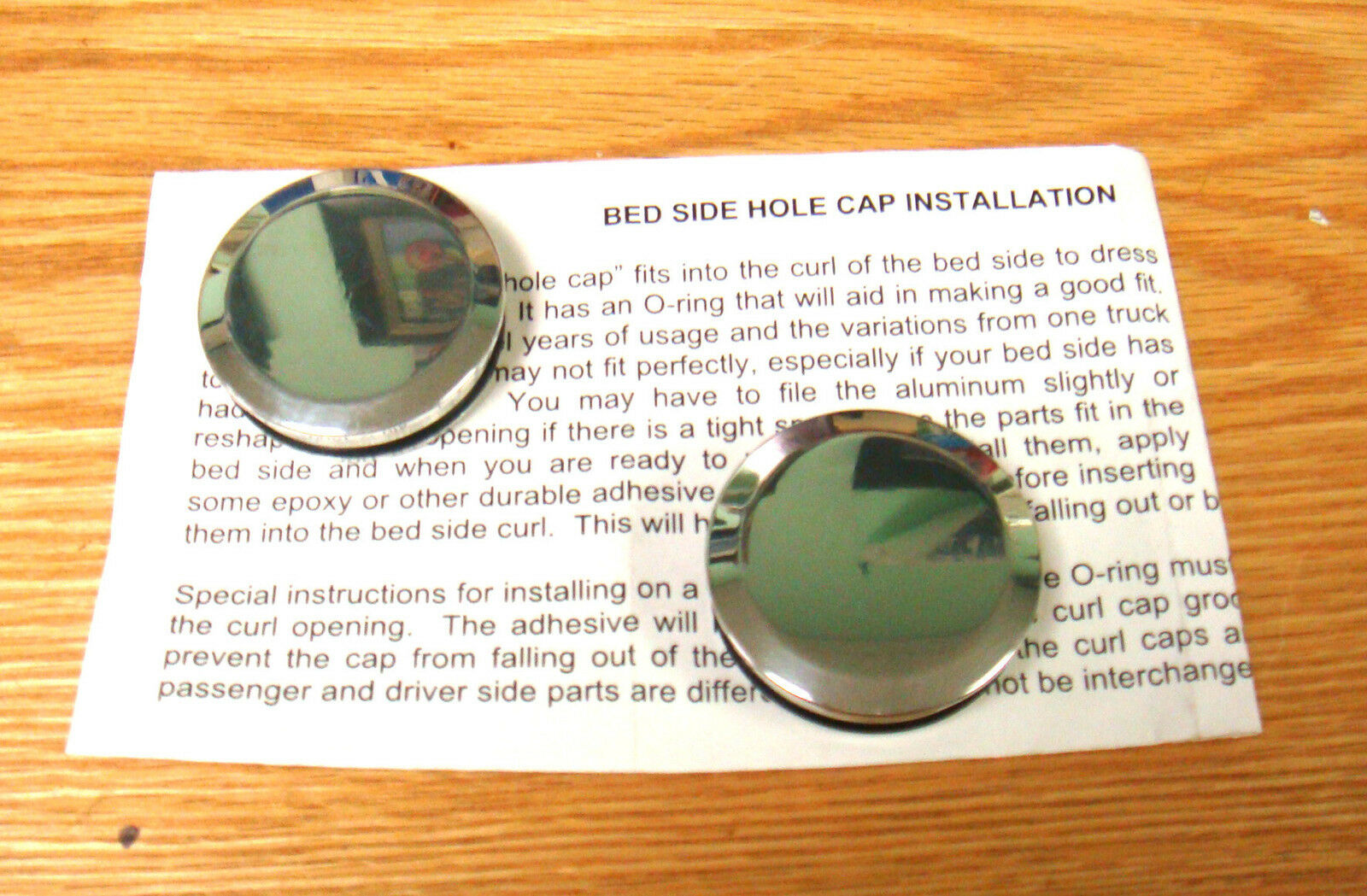 1940 - 1966 Chevy Truck Bedside Curl Hole Polished Aluminum Caps Pair * Usa Made