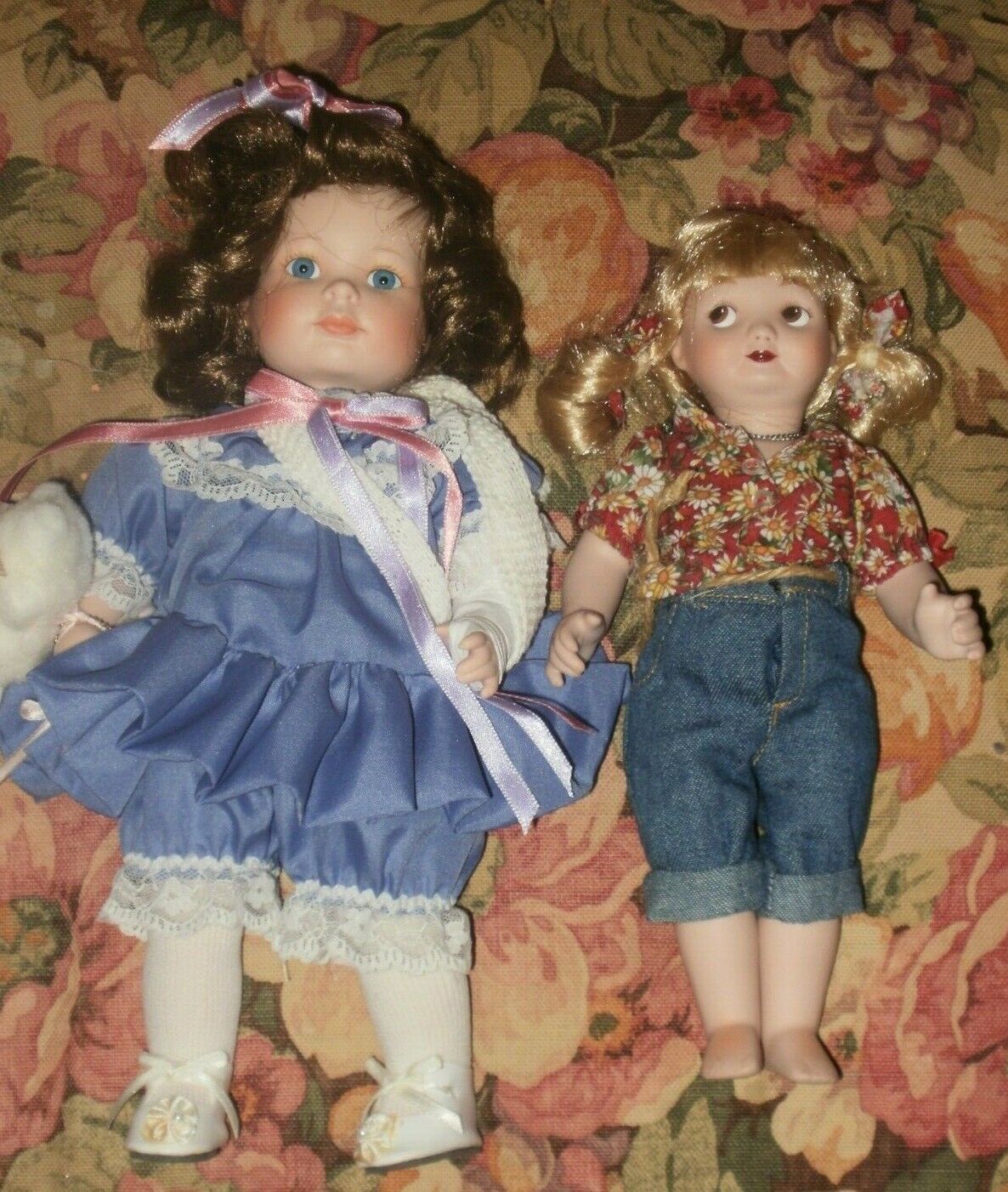 Two Marie Osmond Small Porcelain Dolls, Original Clothes, As Is No Boxes!