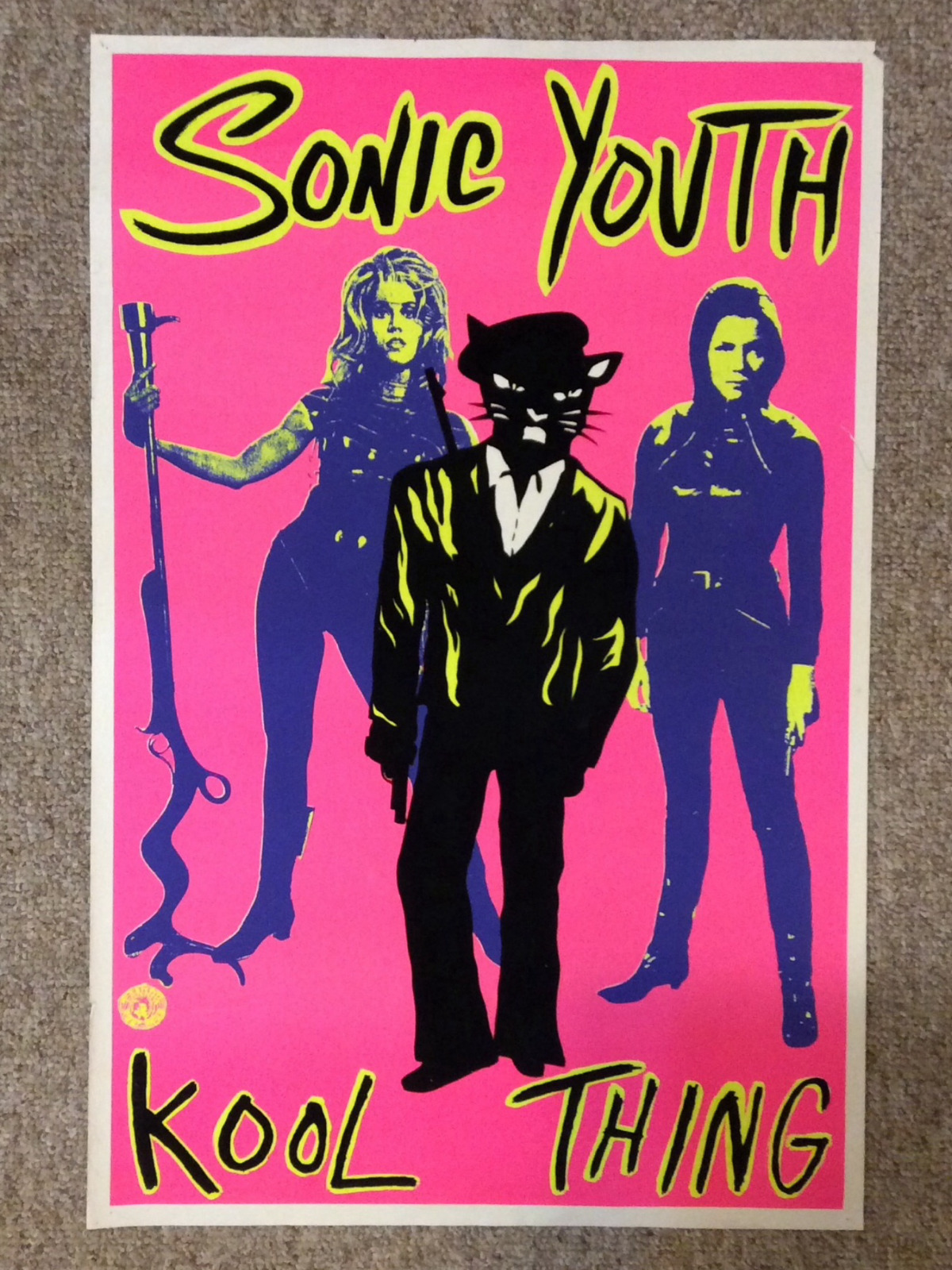 Rare 1990 Sonic Youth Kool Thing Black Light Tannis Root Poster Nirvana 1/100