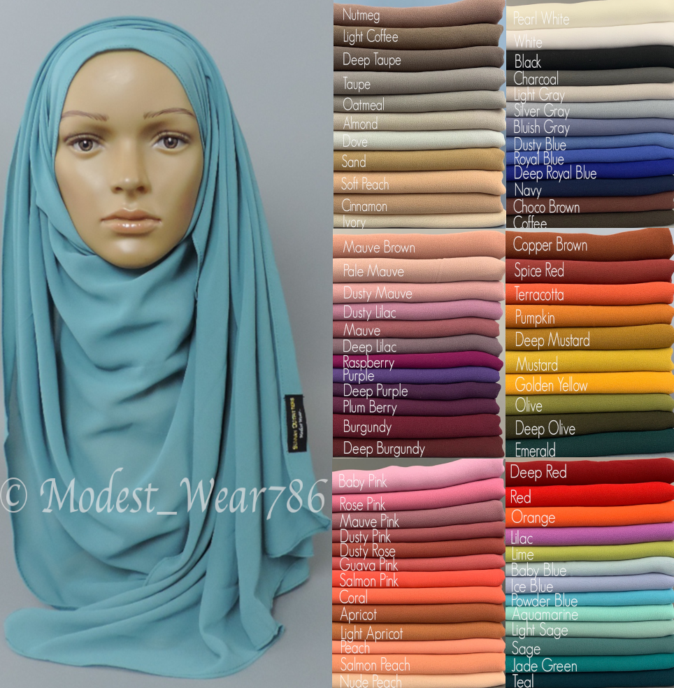 Premium Quality Chiffon Maxi Hijab Scarf Muslim Headcover 180x70 - 180x85 Cm