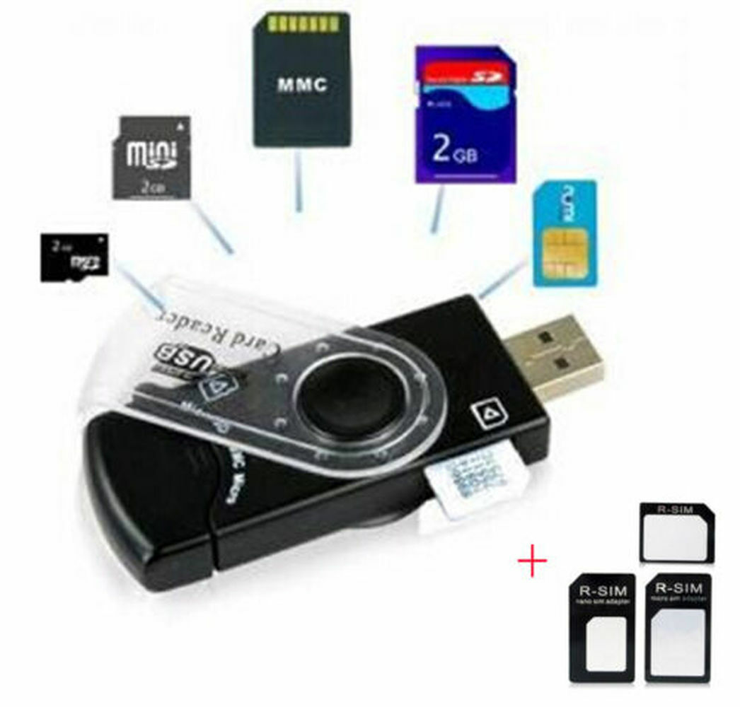 Usb Sim Card Editor Back Up Reader Adapter & Micro Sd Sdhc Mmc All In One Reader