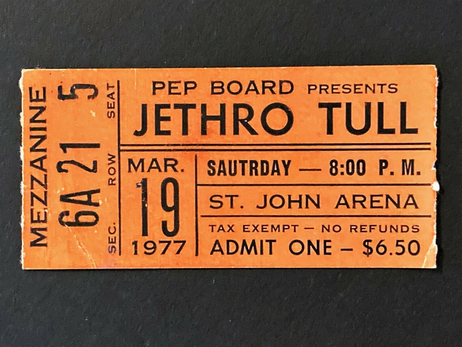 1977 Jethro Tull At Ohio State Columbus Rock Concert Ticket Stub "sautrday"