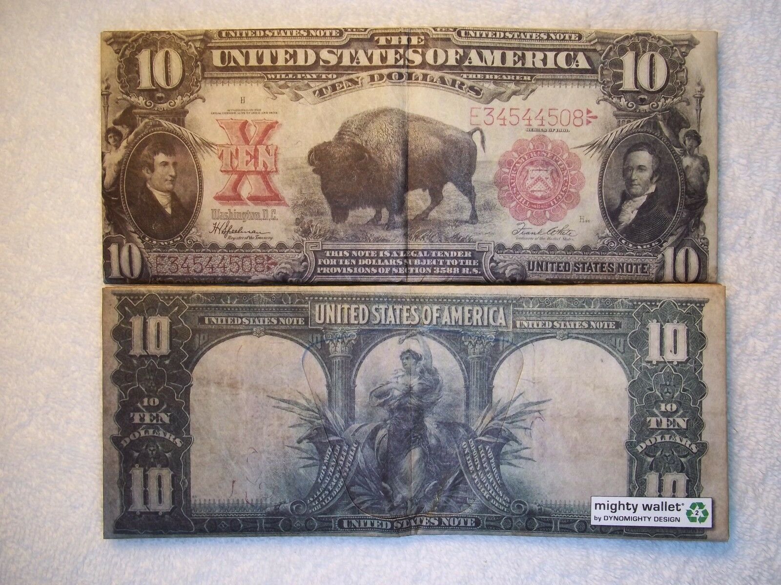 1901 $10 Bison X United States Note Wallet Bison Lewis&clark Black Diamond Tyvek