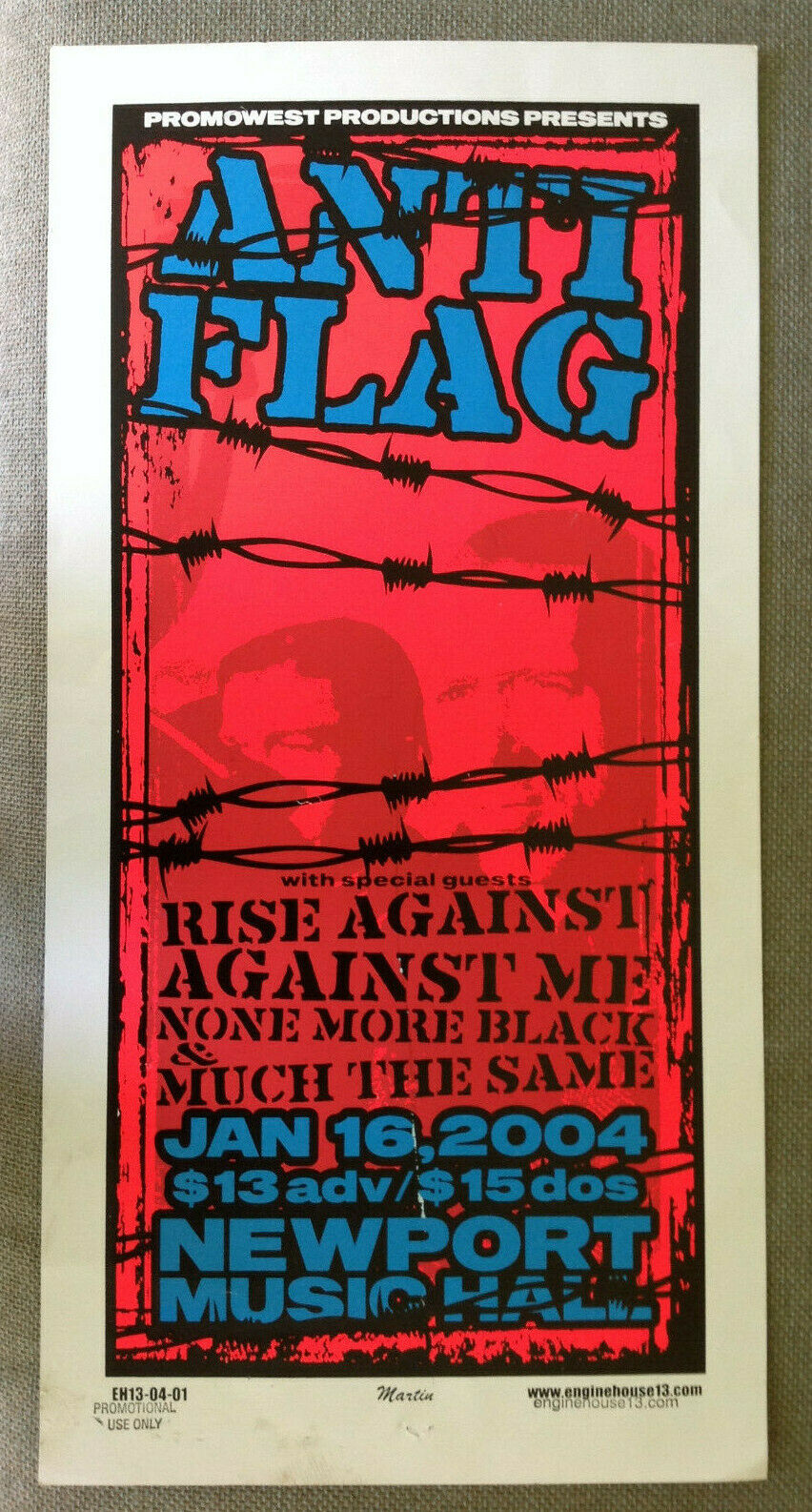 Anti-flag Concert Poster January 16 1994 Rare