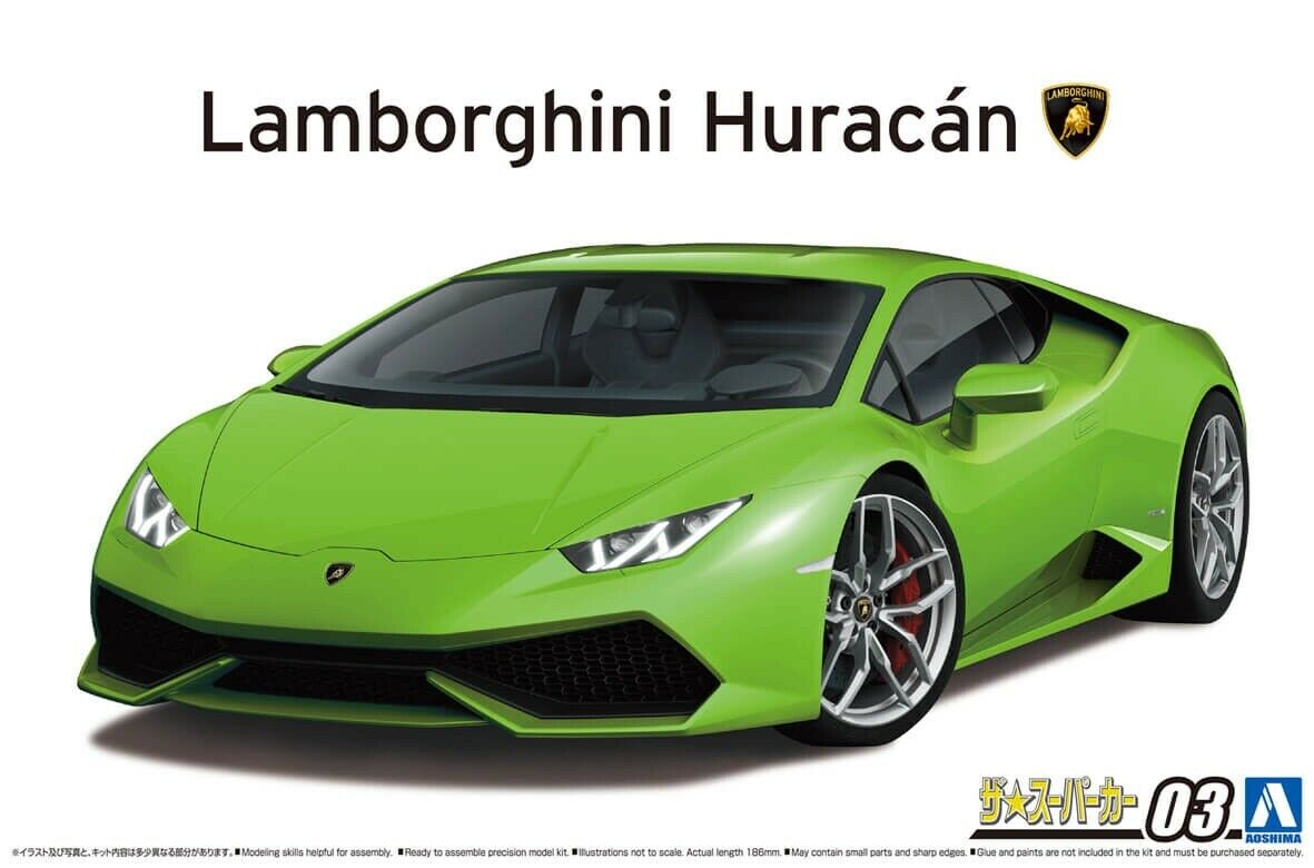 Aoshima 1/24 2014 Lamborghini Huracan Lp610-4 Sports Car Plastic Model Kit 58466